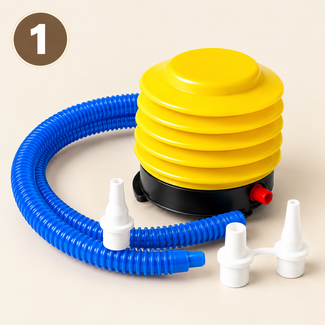 Manual air pump included with the lounge chair