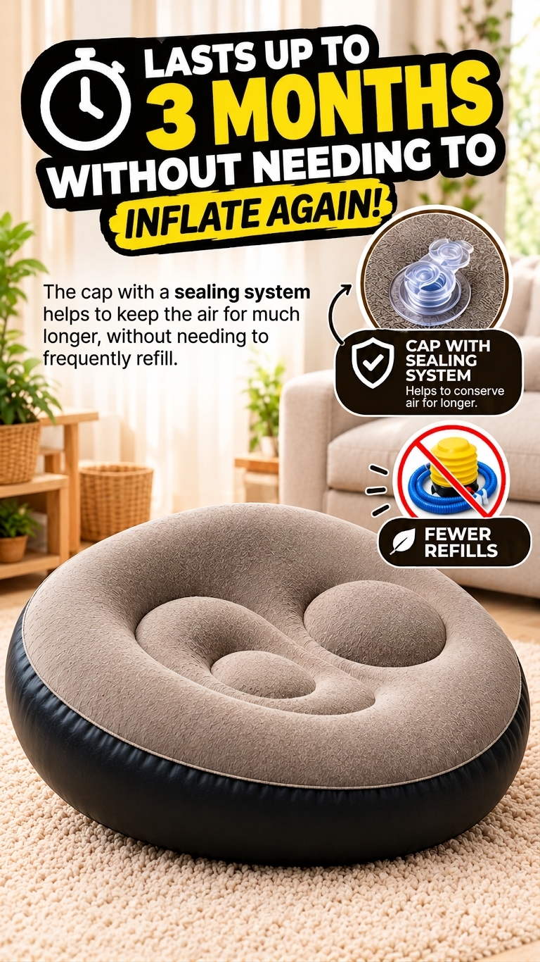 Stays firm for up to 3 months without reinflating